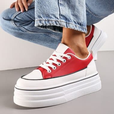 Iolite - Baskets Compensées femmes en Rouge.