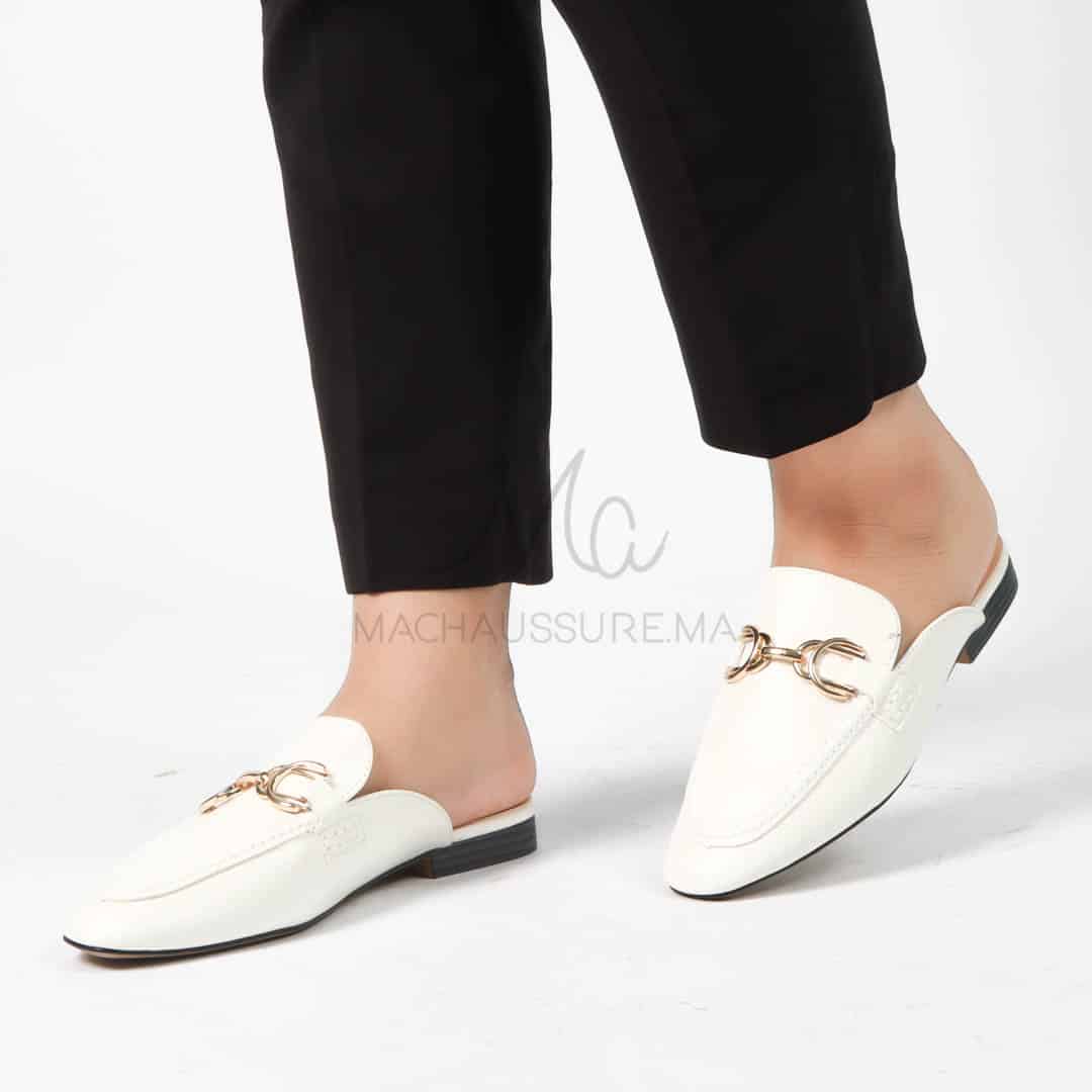 Galia – Mules Femmes en Blanc.