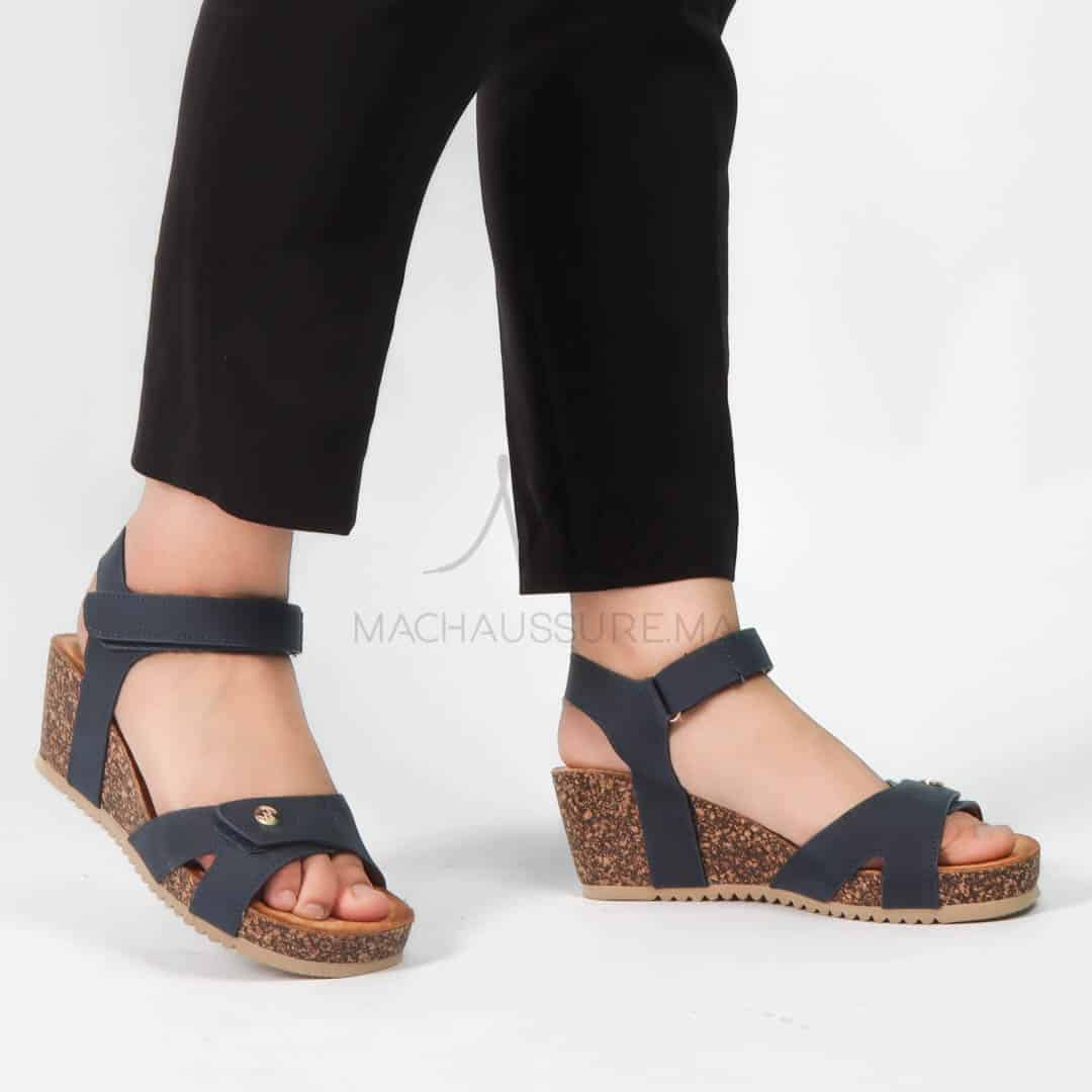 Kyda– Sandales compensées en Bleu.