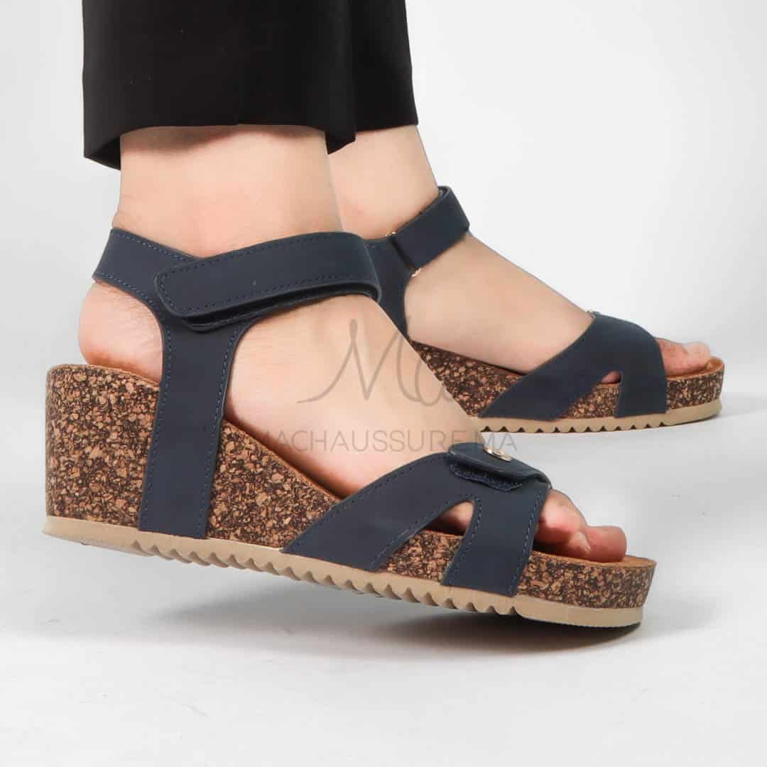 Kyda– Sandales compensées en Bleu.