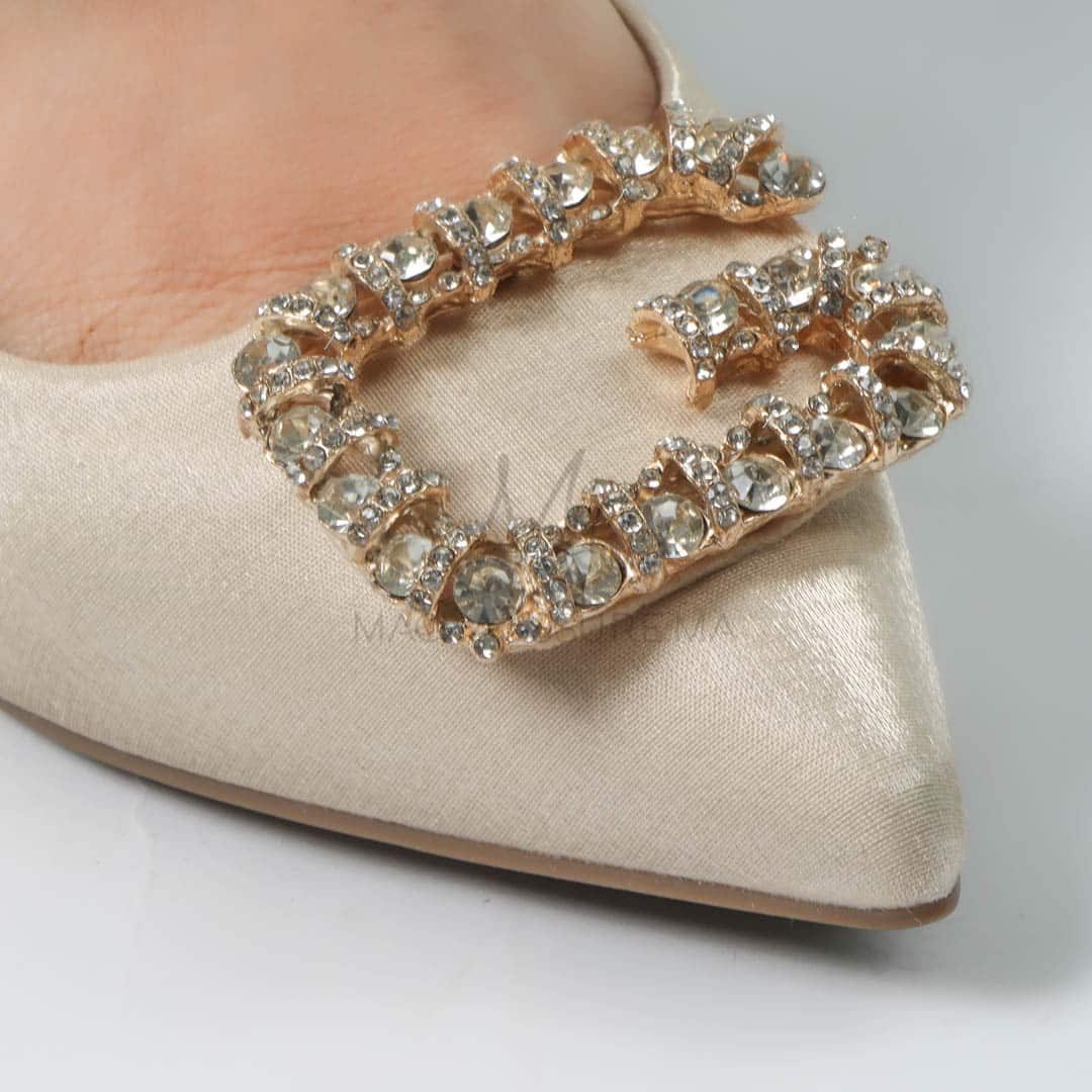 Alia - Escarpin à talon en Beige.