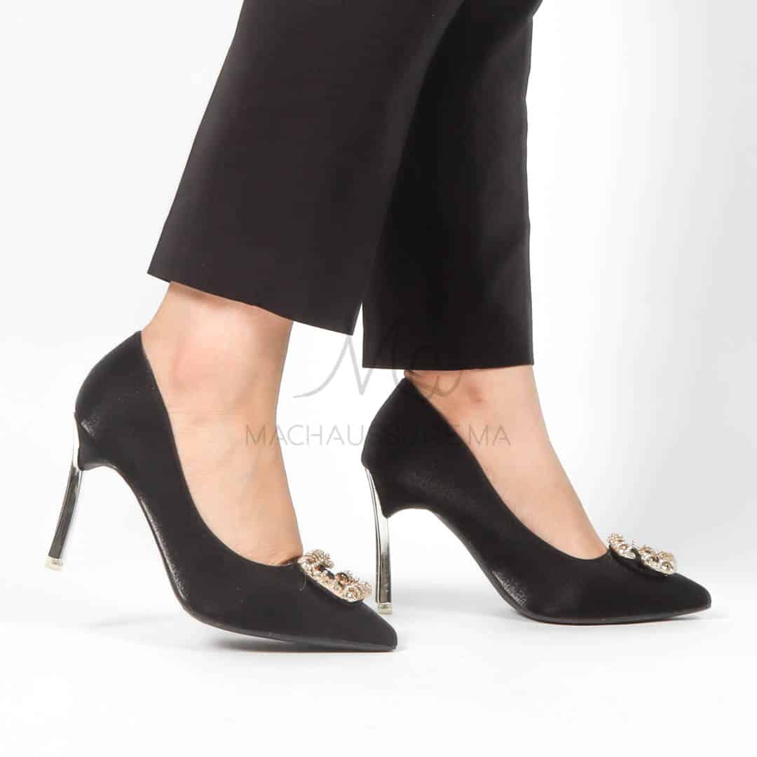 Alia - Escarpin à talon en Noir.