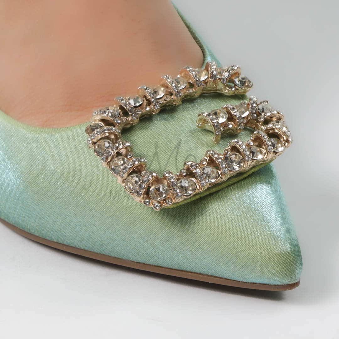 Alia - Escarpin à talon en Vert.