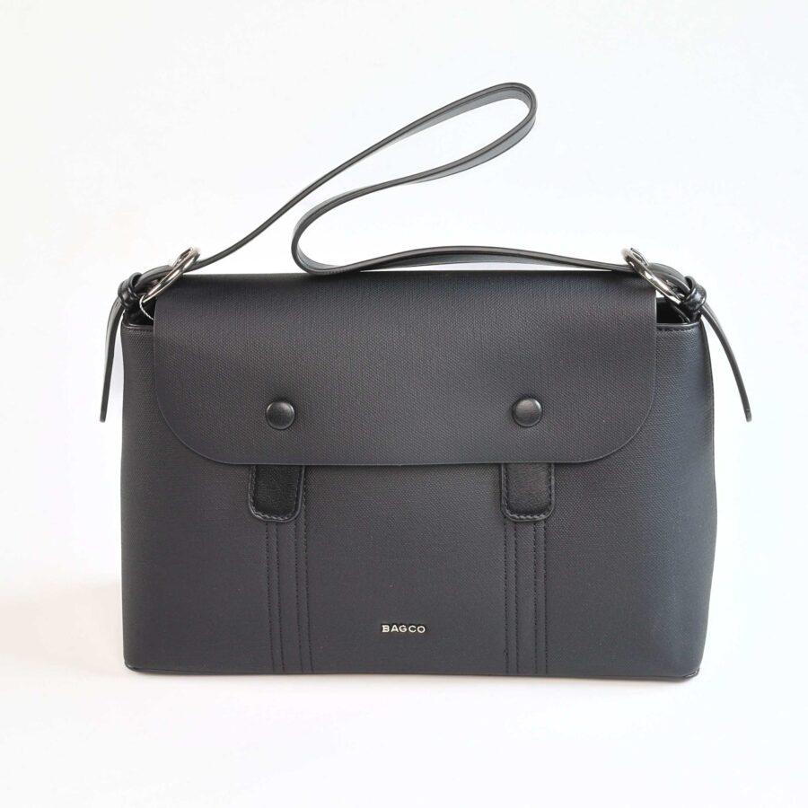 Sac à main en cuir noir avec bandoulière amovible, parfait pour un style chic et pratique..