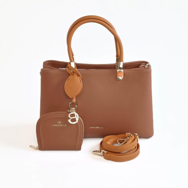 Sac à main en cuir camel avec porte-monnaie et bandoulière, accessoires élégants pour femmes..