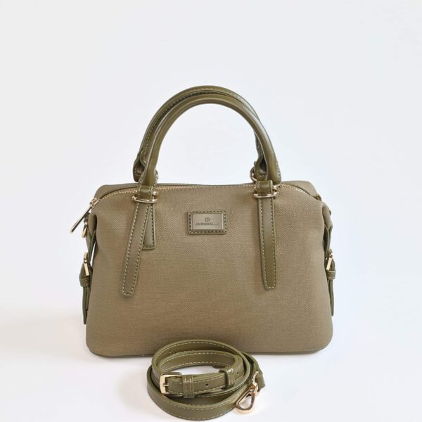 Sac à main beige avec poignée et bandoulière amovible, idéal pour un style élégant et pratique..