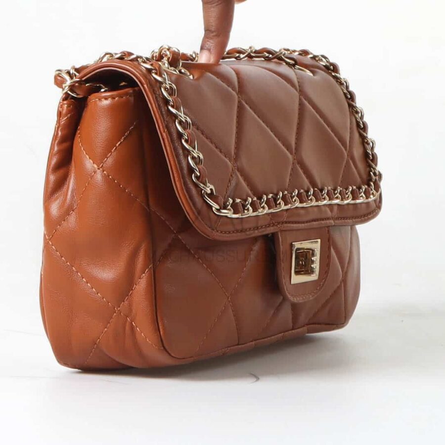 August – Sac à main en Camel.
