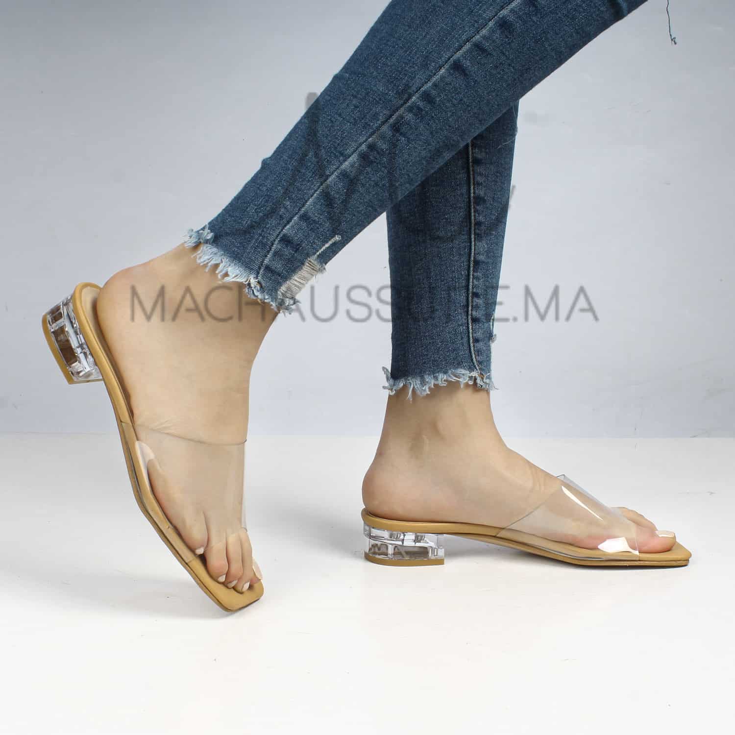 Crystal - Sandales Plates en Sable.