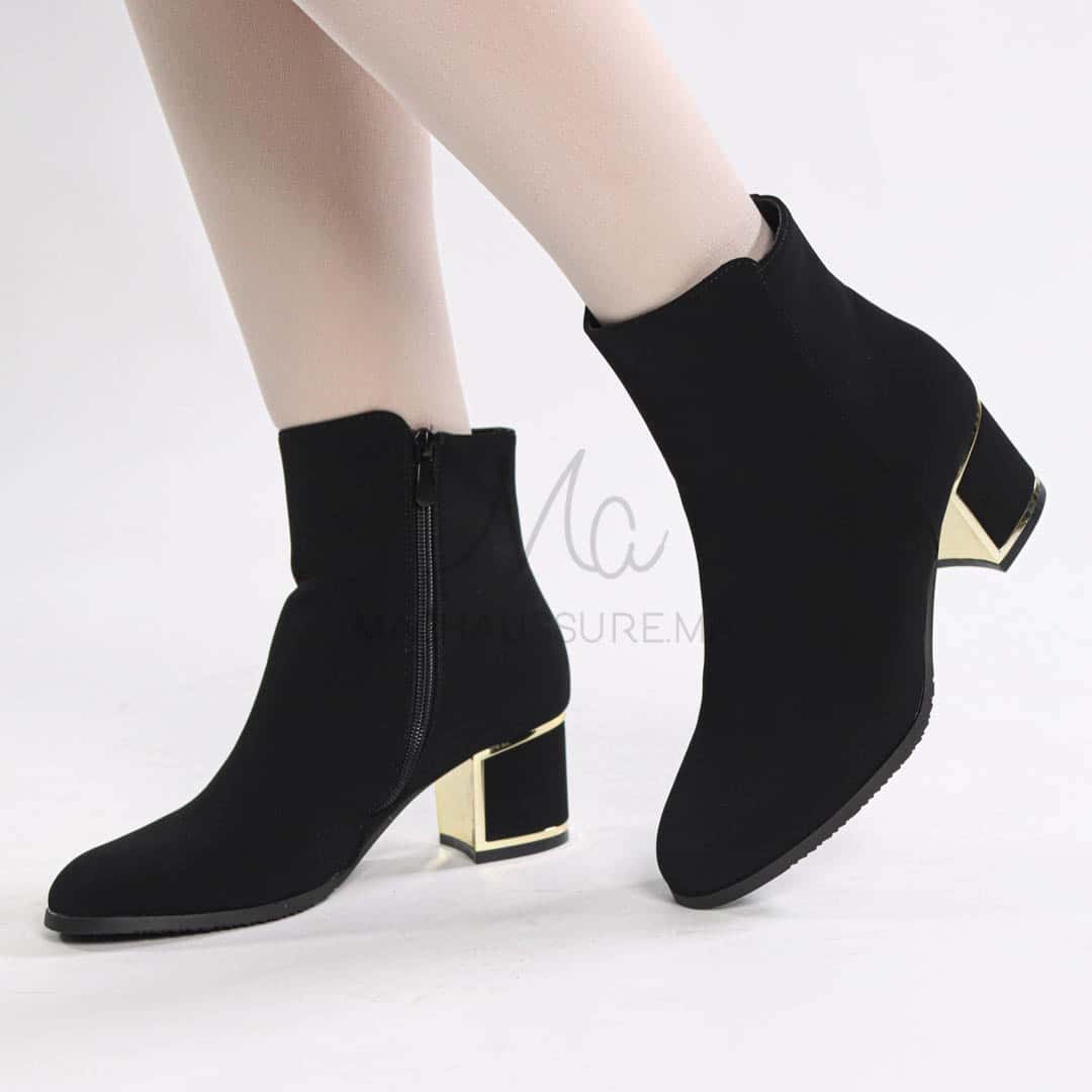 MINA – Bottines à talon en Noir.