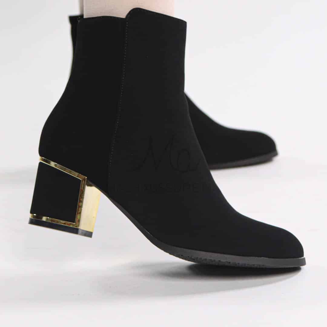 MINA – Bottines à talon en Noir.
