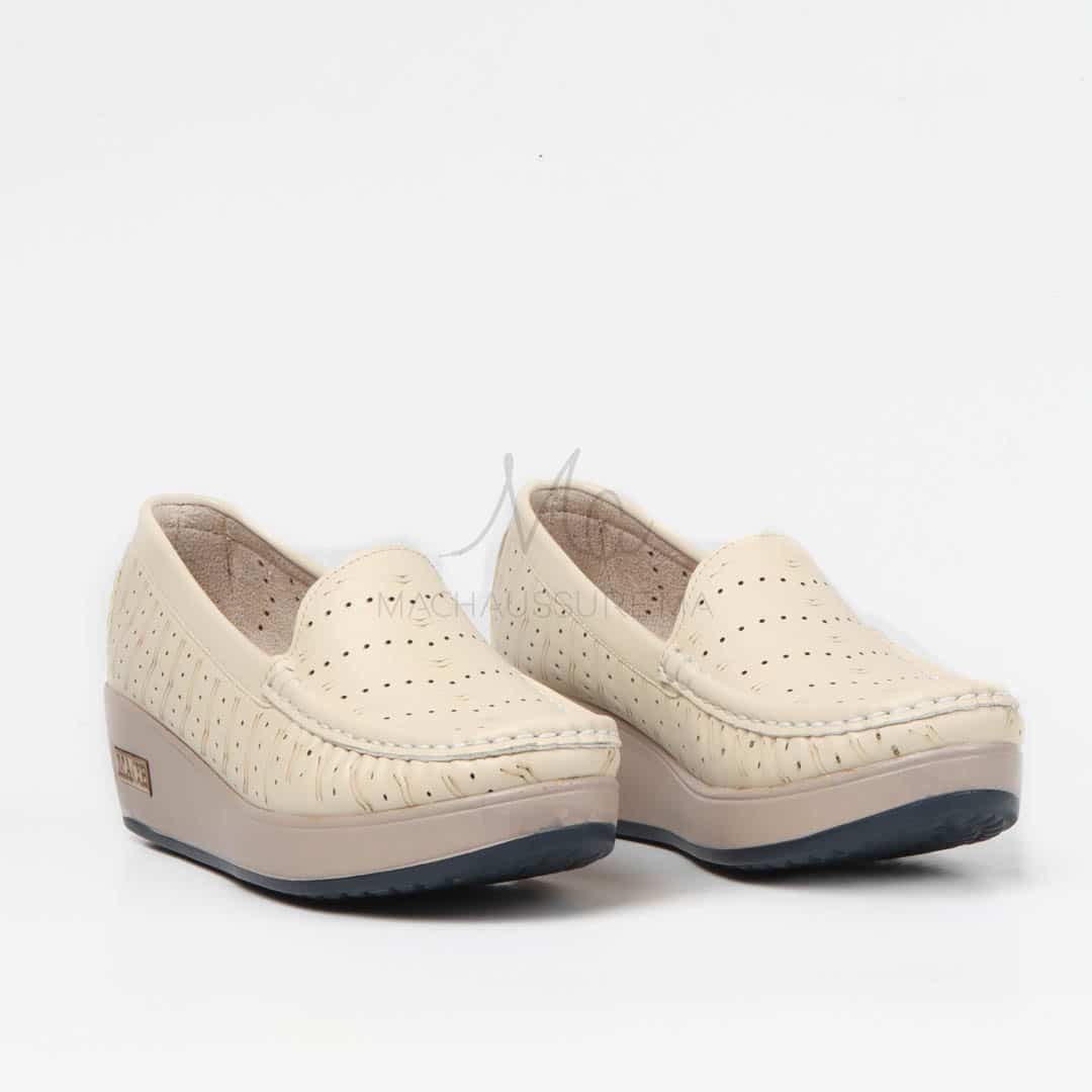Mocassins Compensées en Beige.