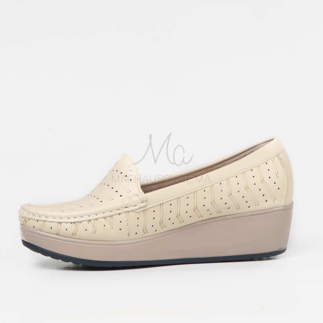 Mocassins Compensées en Beige.