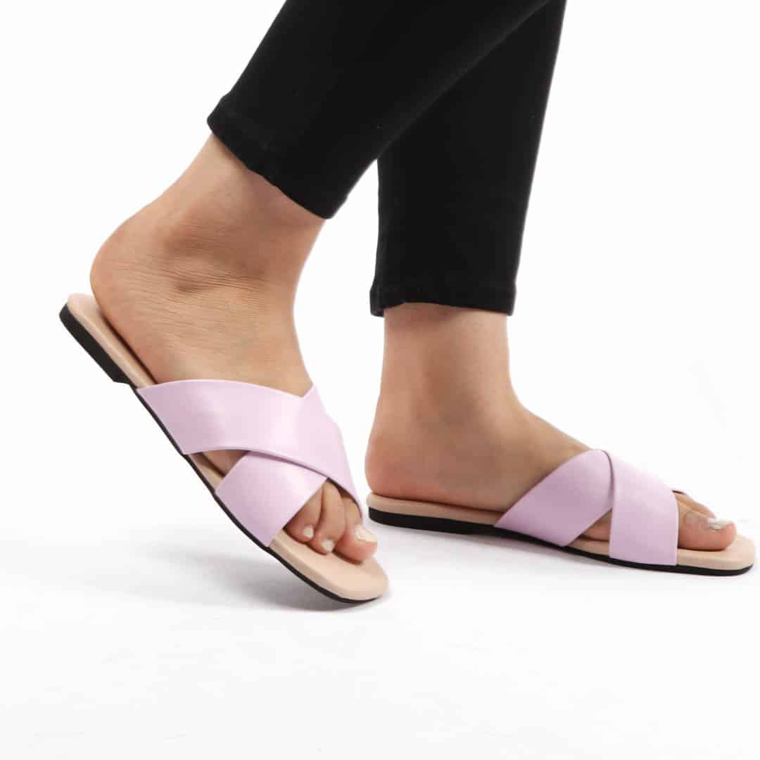 SOFY – Sandales plates en Mauve.