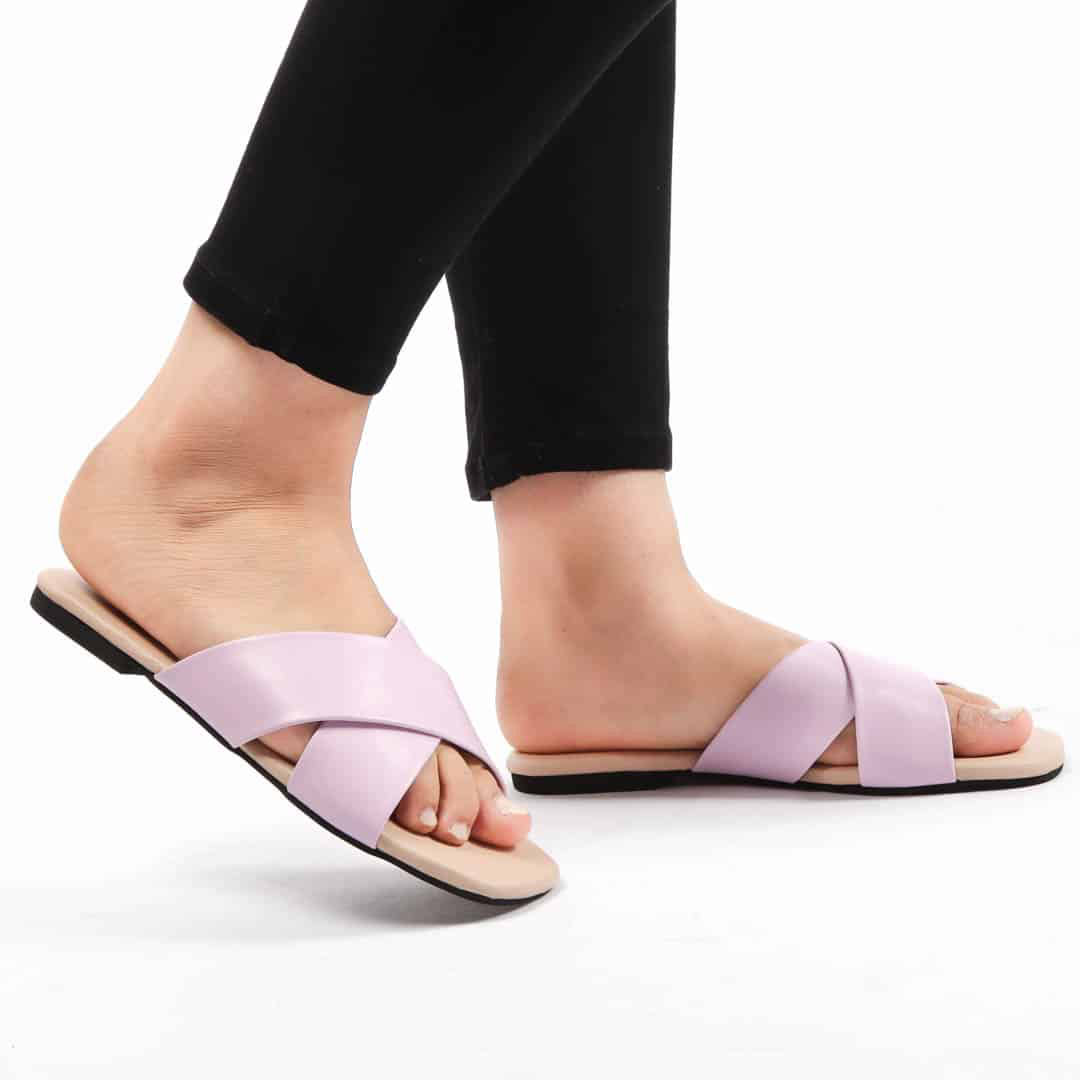 SOFY – Sandales plates en Mauve.