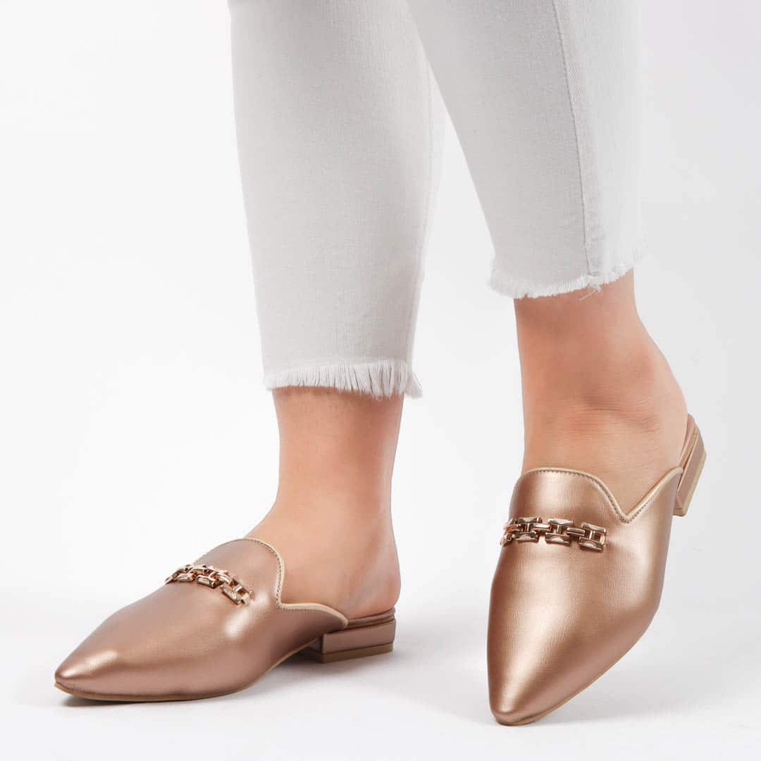 ANJA – Mules Femmes en Bronze.