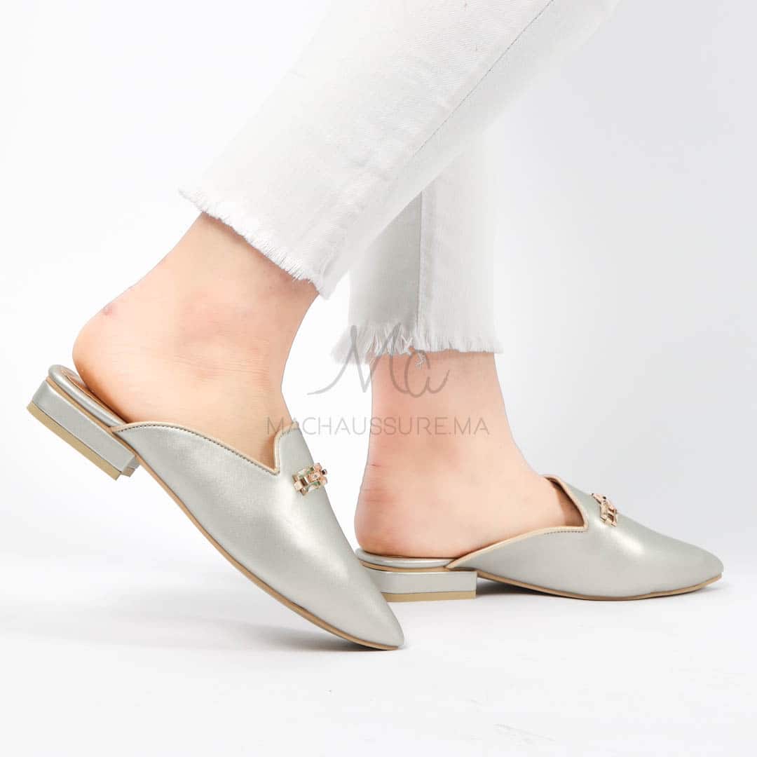ANJA – Mules Femmes en Argenté.