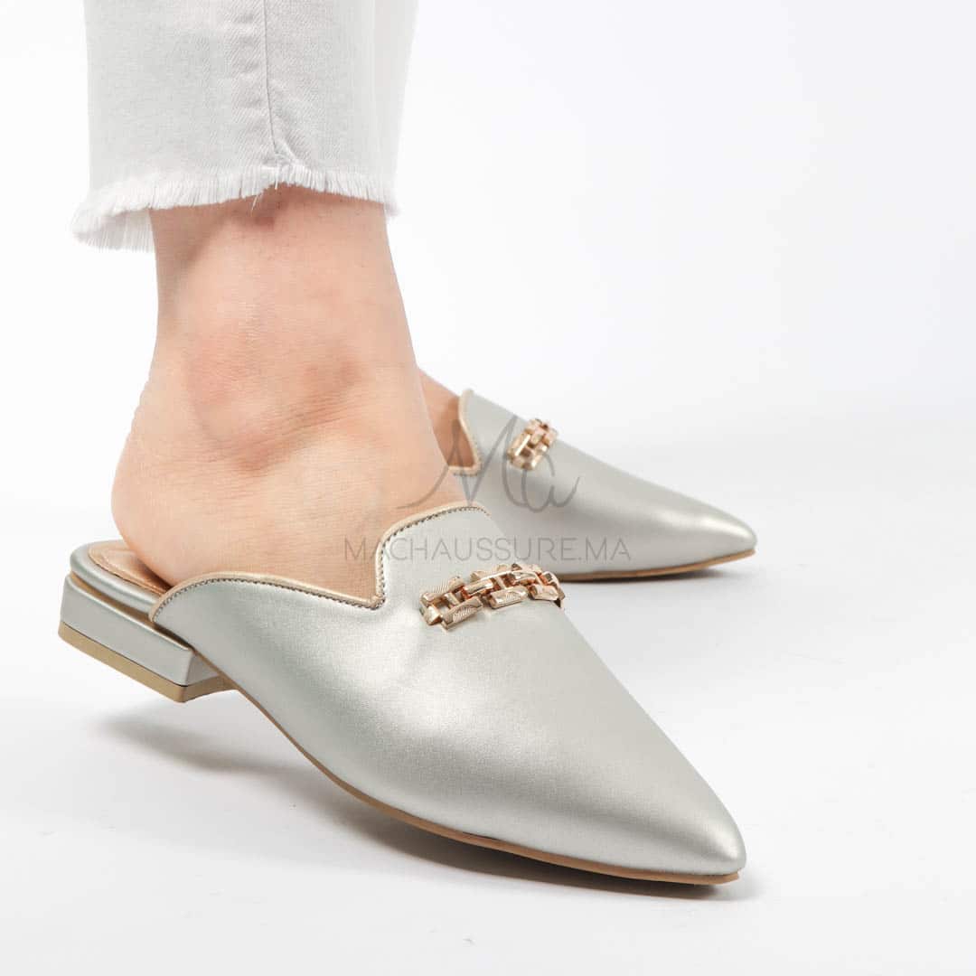 ANJA – Mules Femmes en Argenté.