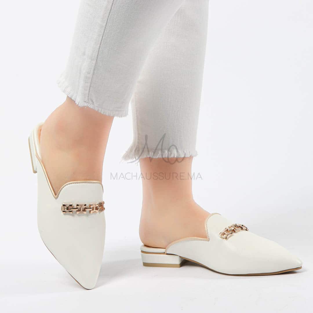 ANJA – Mules Femmes en Blanc.