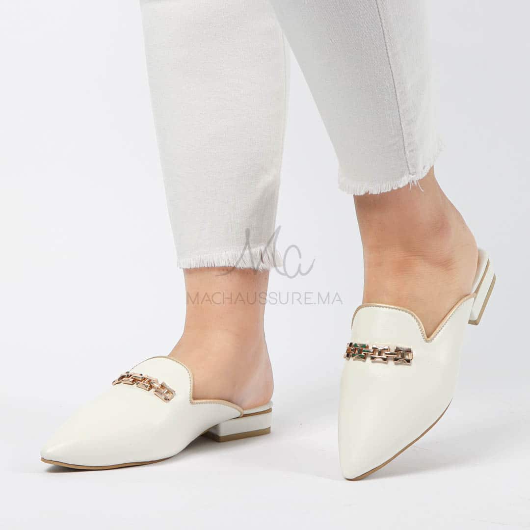 ANJA – Mules Femmes en Blanc.