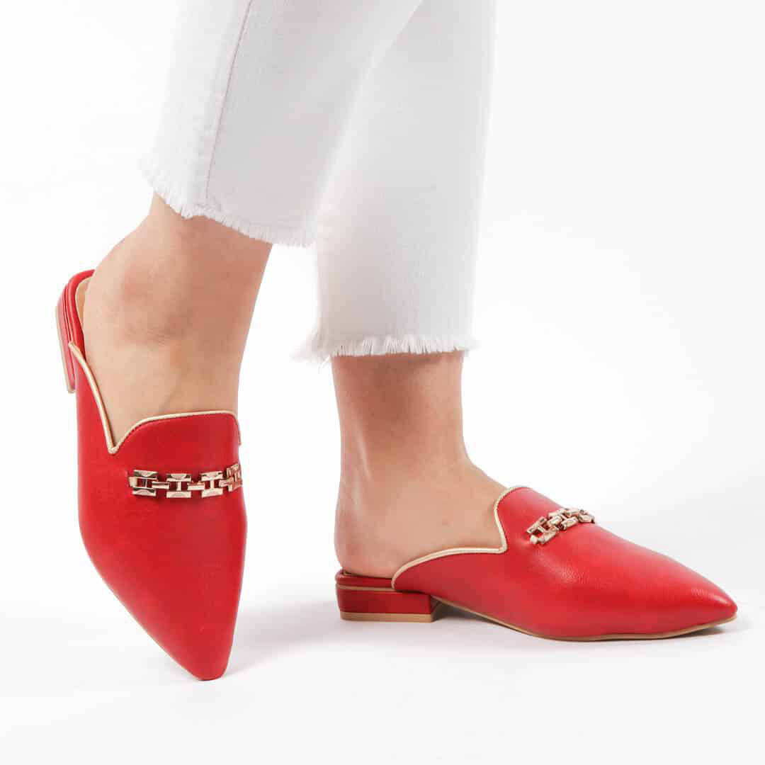 ANJA – Mules Femmes en Grenat.