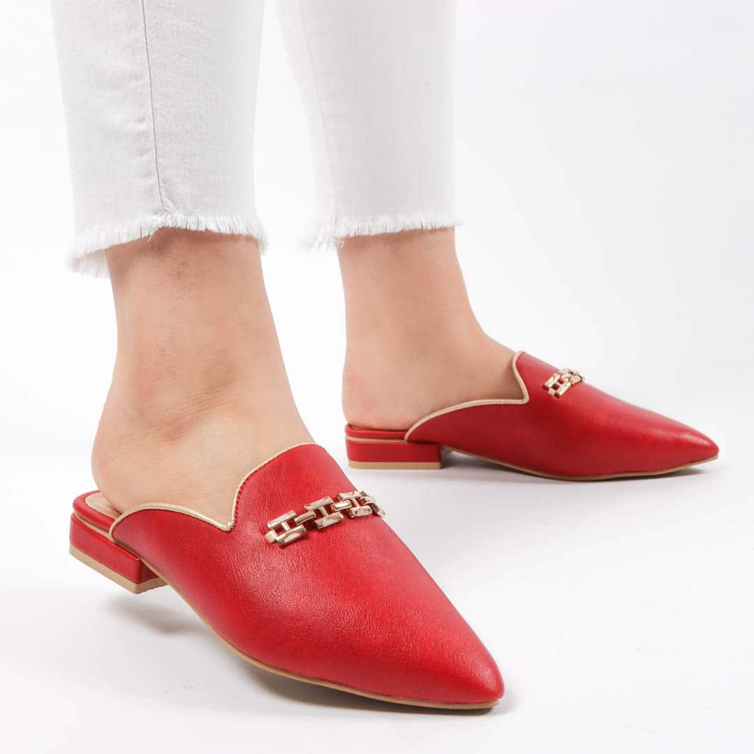 ANJA – Mules Femmes en Grenat.