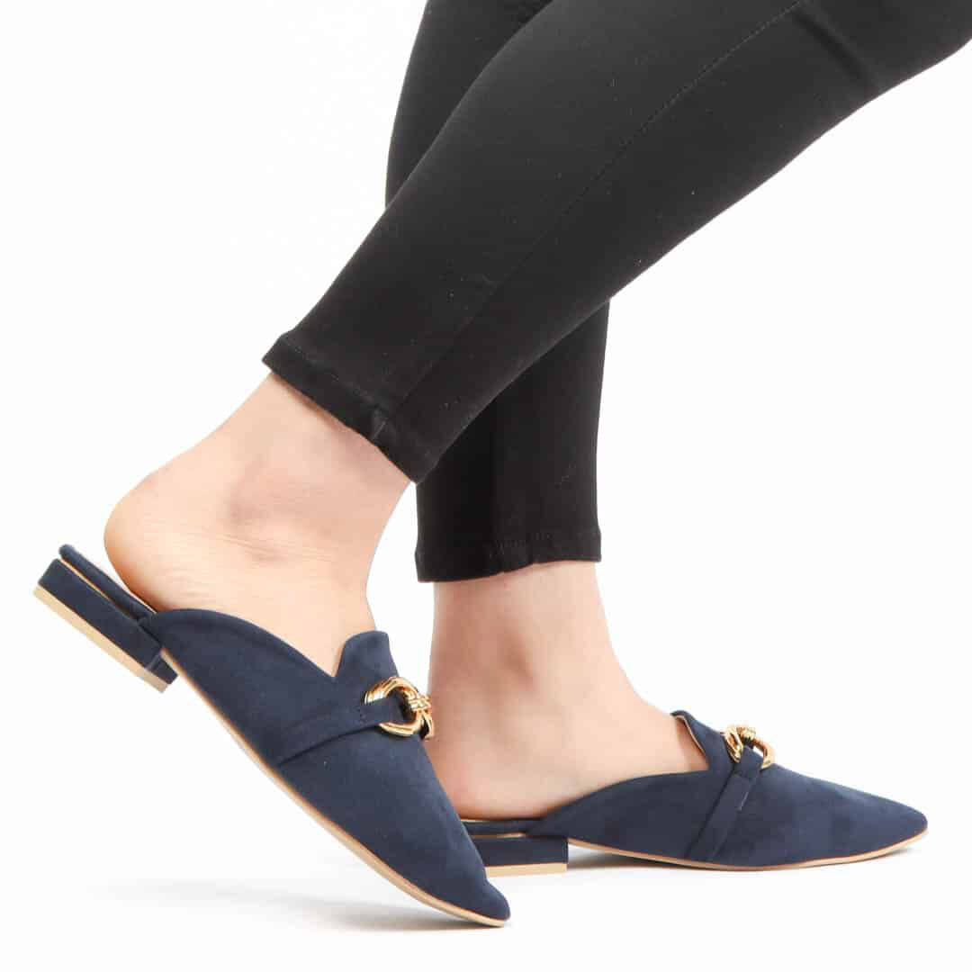 ANJAZ – Mules Femmes en Bleu Marine.