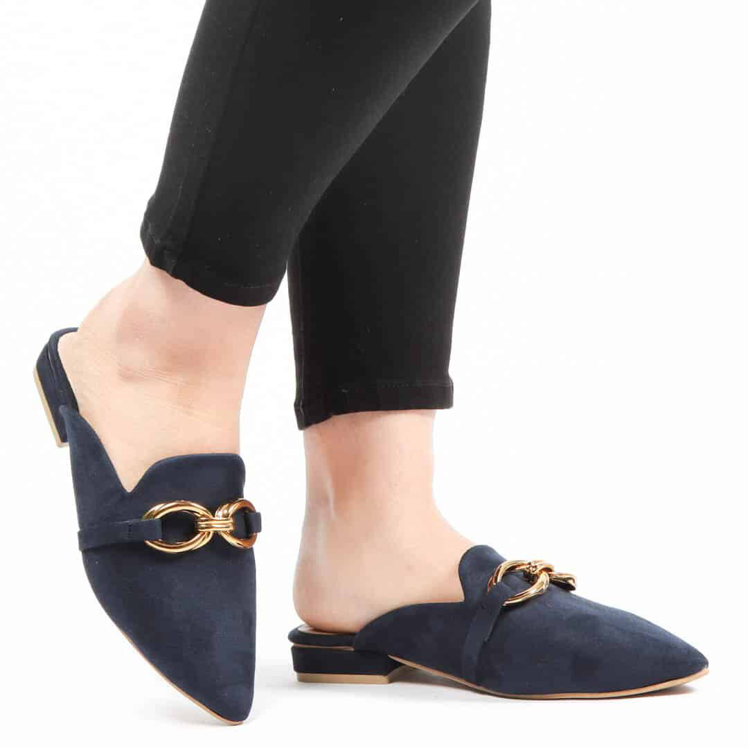 ANJAZ – Mules Femmes en Bleu Marine.