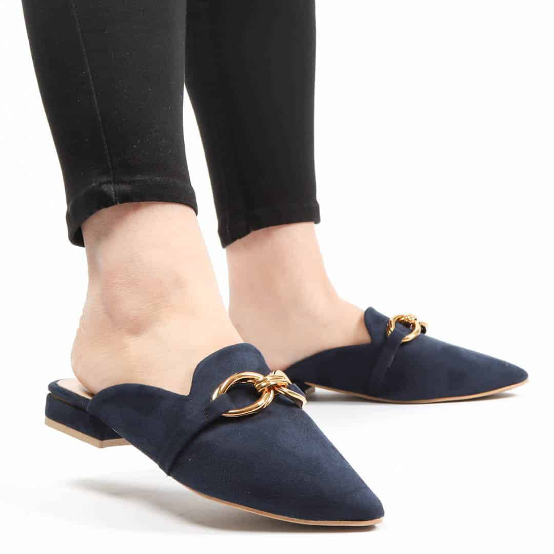 ANJAZ – Mules Femmes en Bleu Marine.