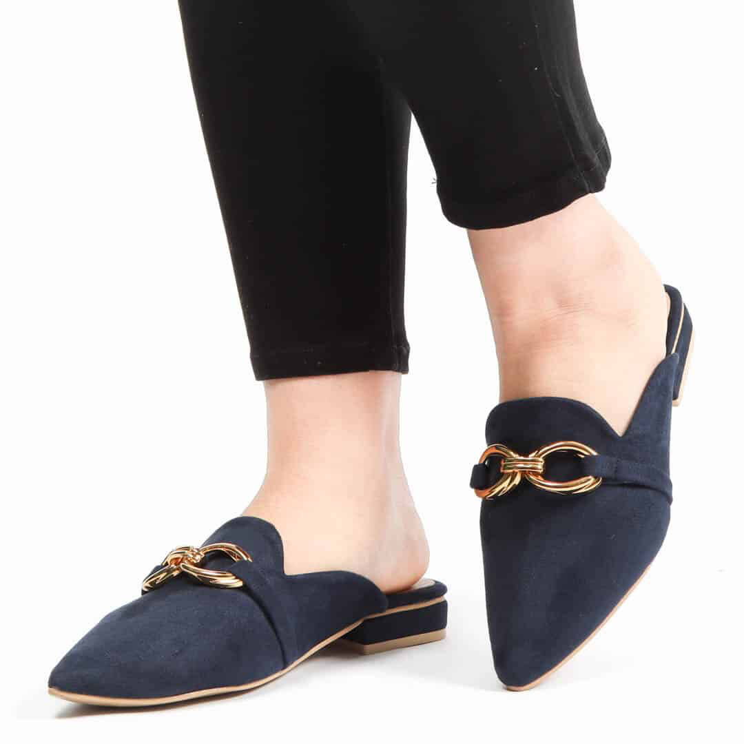 ANJAZ – Mules Femmes en Bleu Marine.