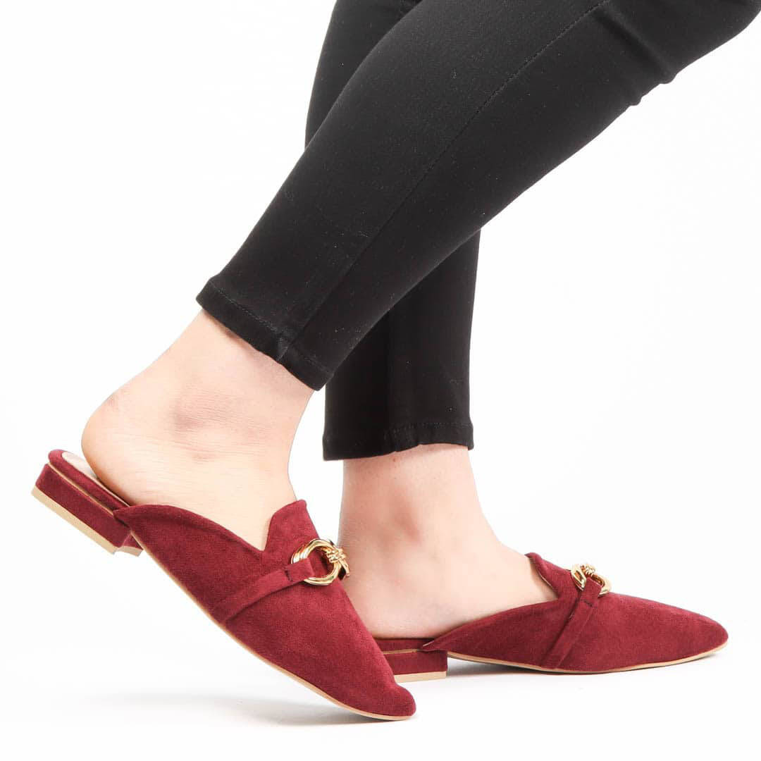 ANJAZ – Mules Femmes en Grenat.
