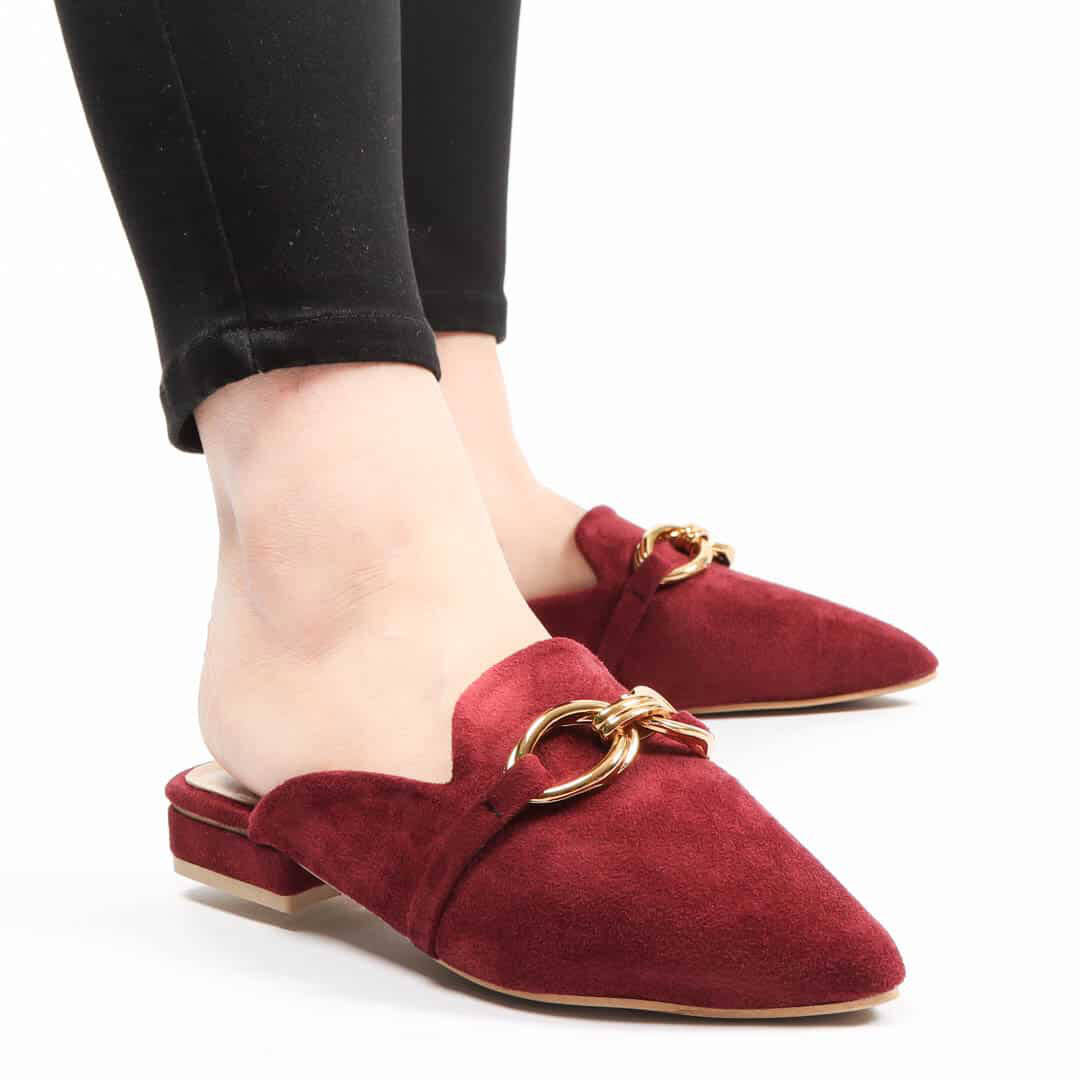 ANJAZ – Mules Femmes en Grenat.