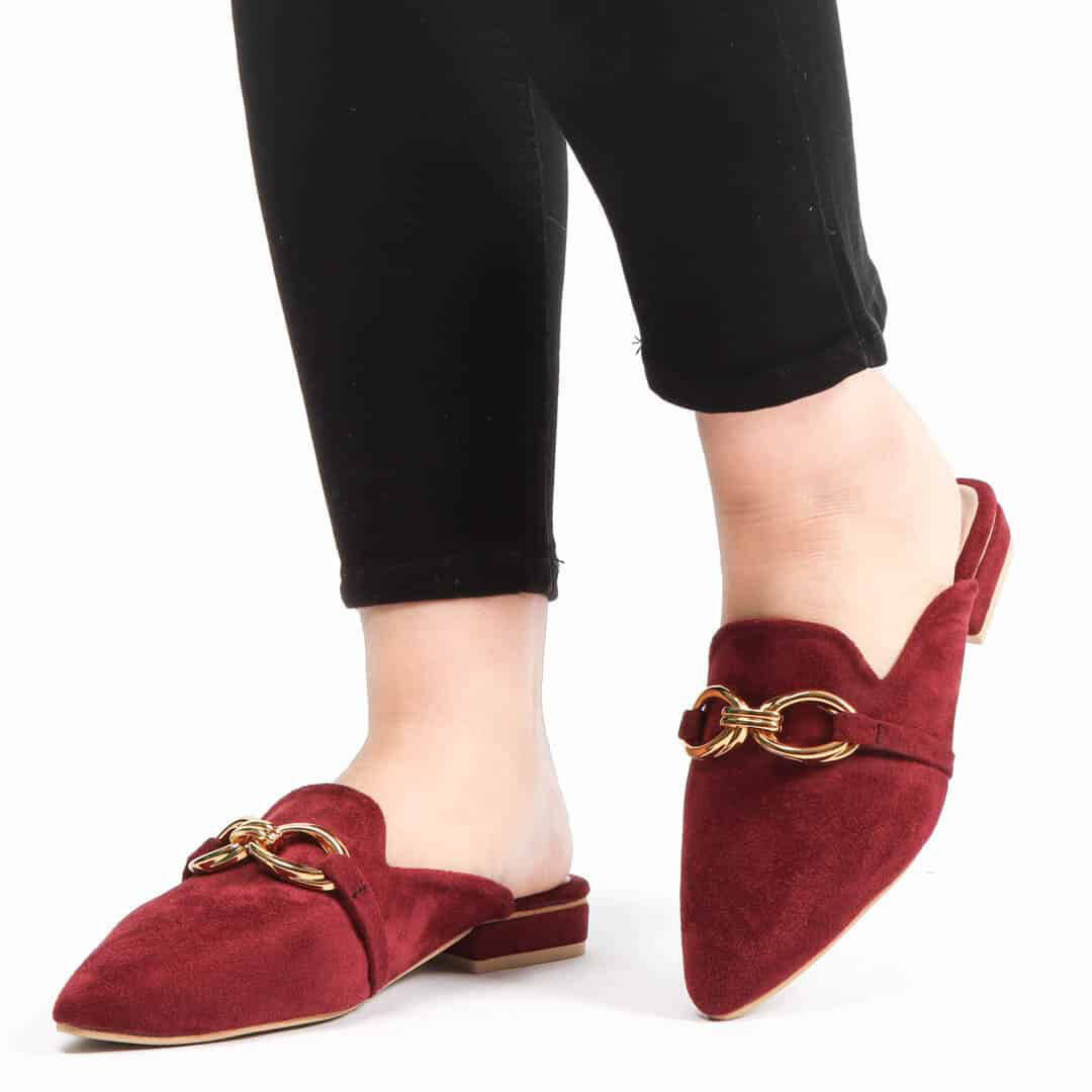 ANJAZ – Mules Femmes en Grenat.