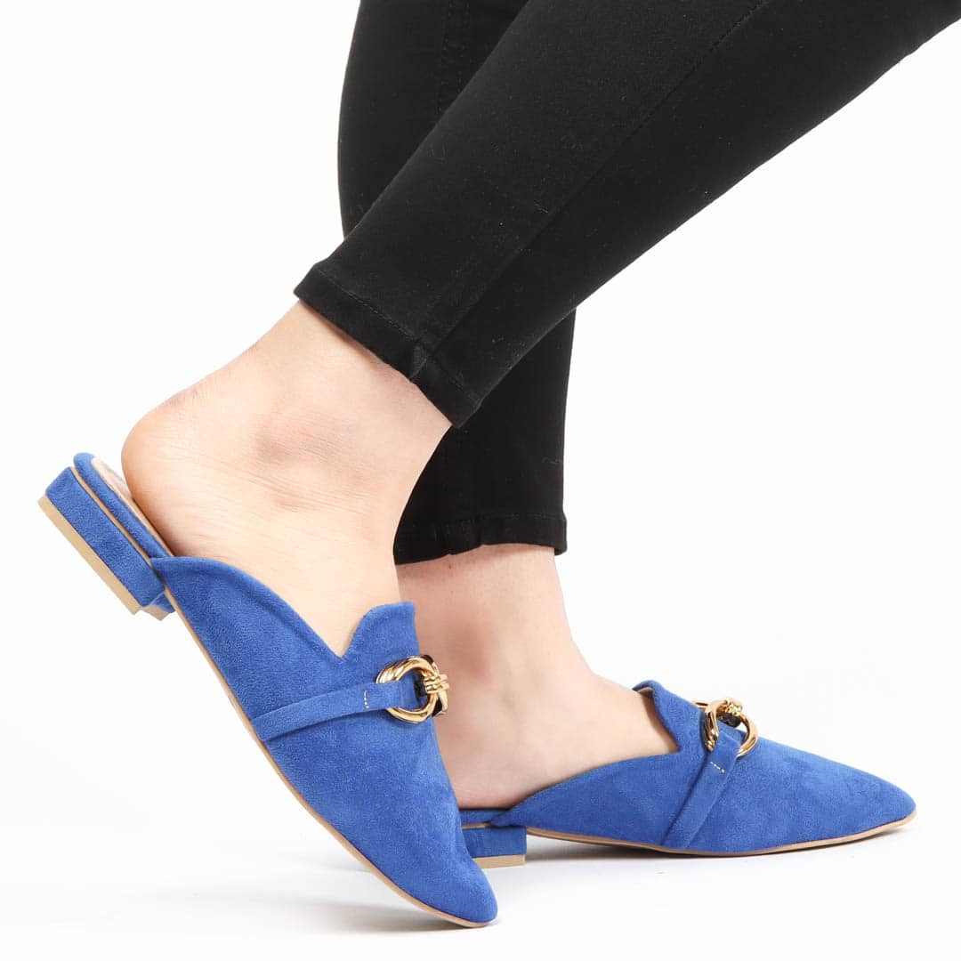 ANJAZ – Mules Femmes en Bleu Roi.