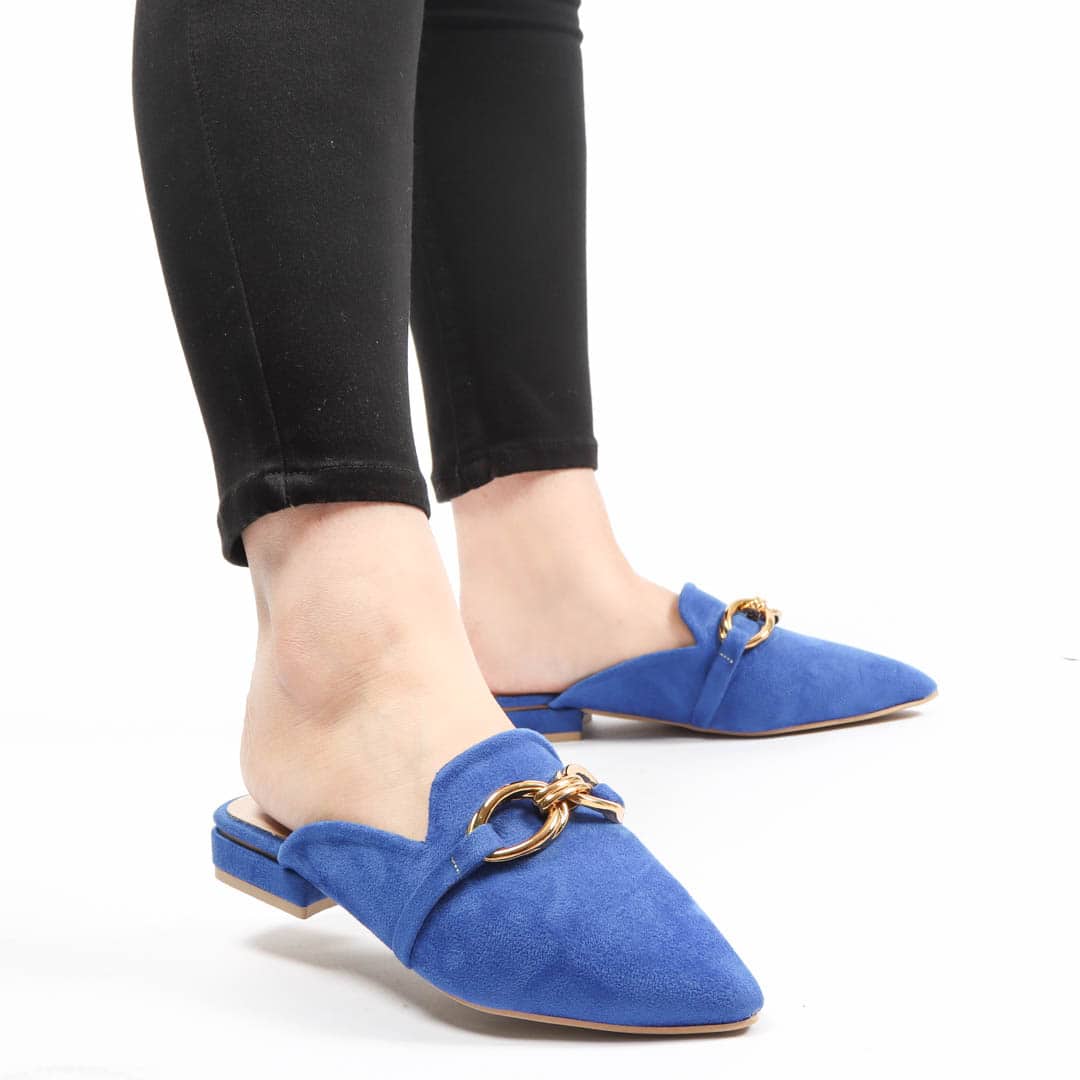 ANJAZ – Mules Femmes en Bleu Roi.