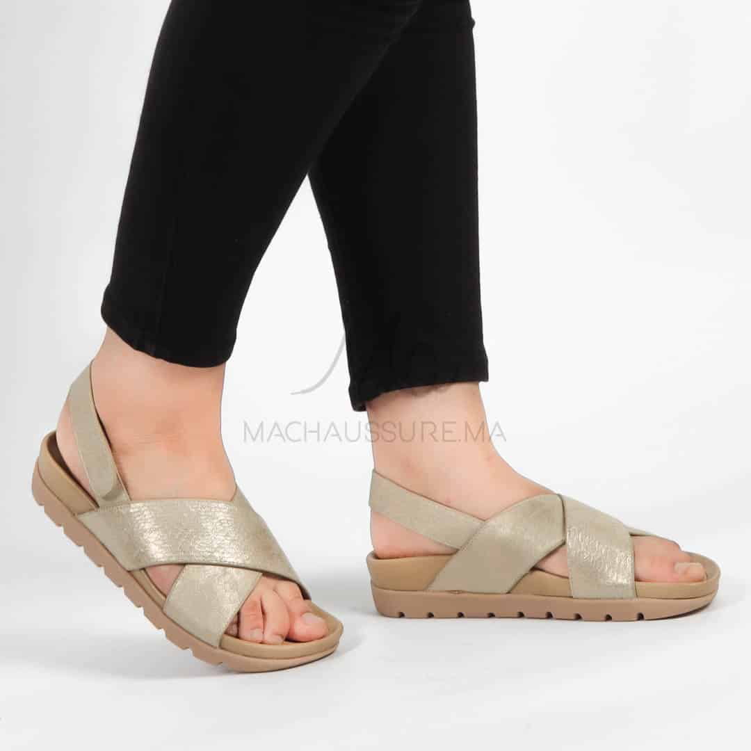 Orme – Sandales confortables en Doré.