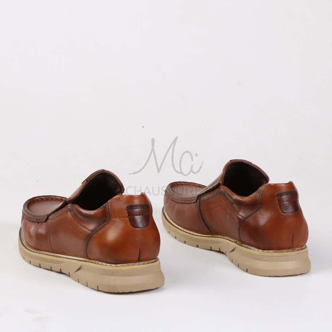 Confort Absolu - Chaussures de ville en cuir Tabac.