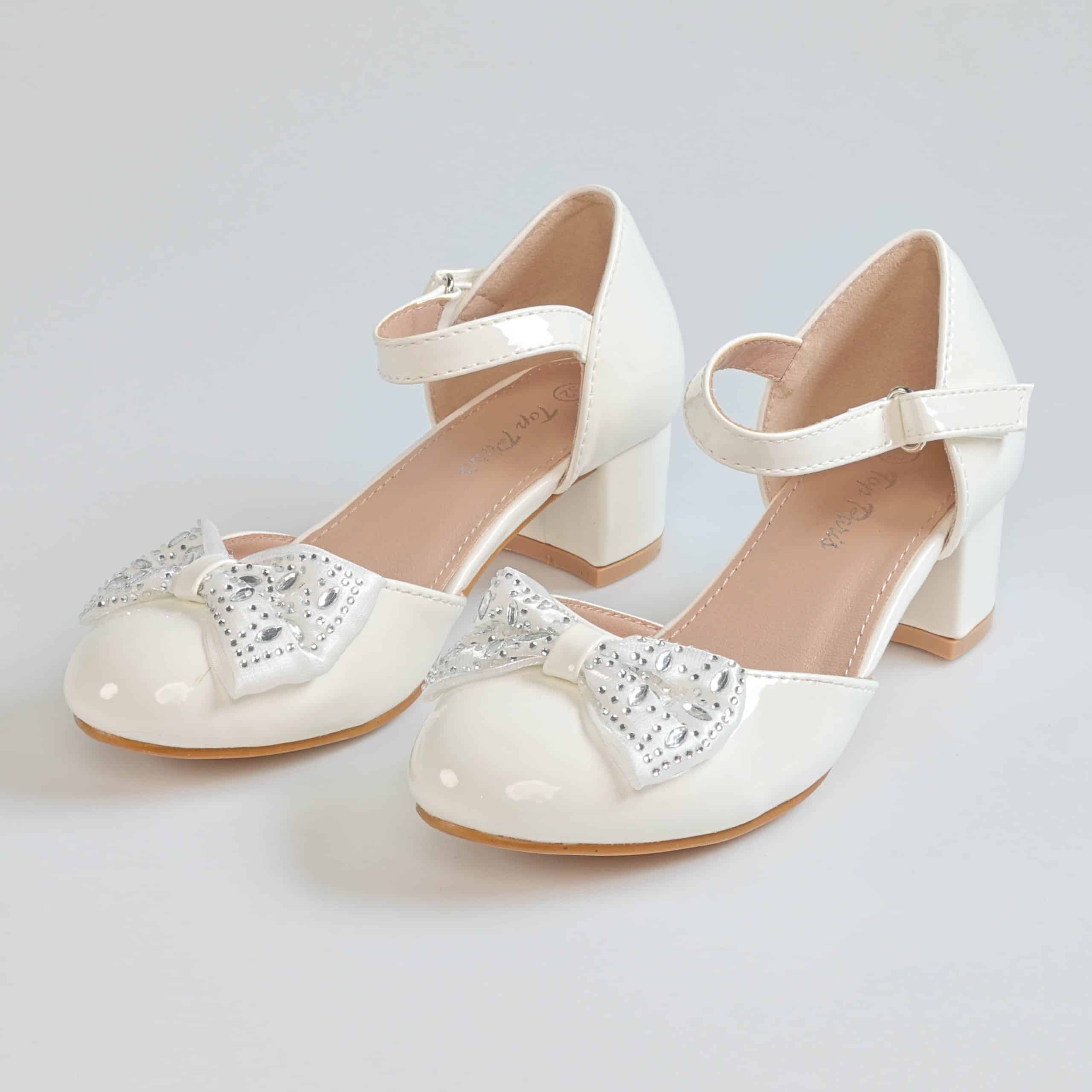 Sweet Heart – Ballerines Fille à talon en Blanc.