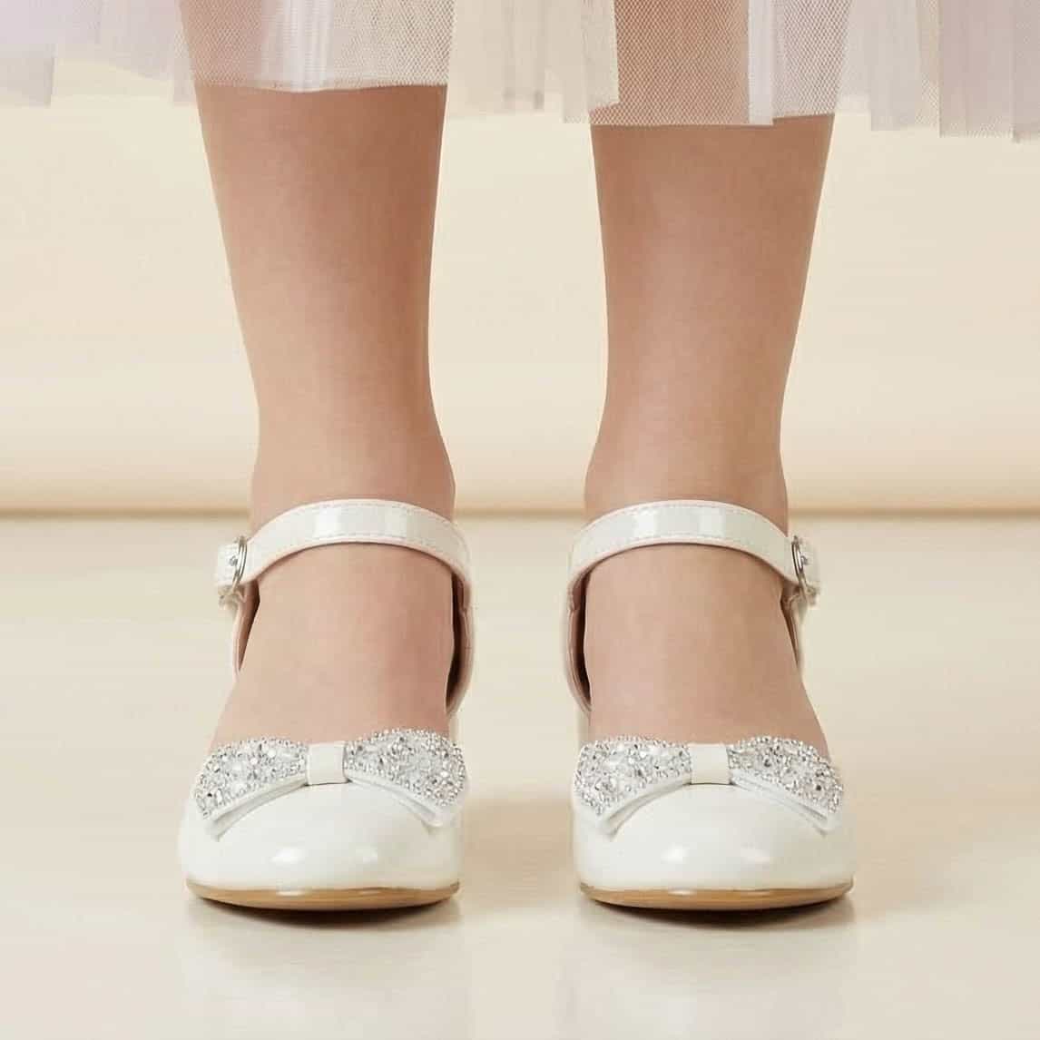 Sweet Heart – Ballerines Fille à talon en Blanc.