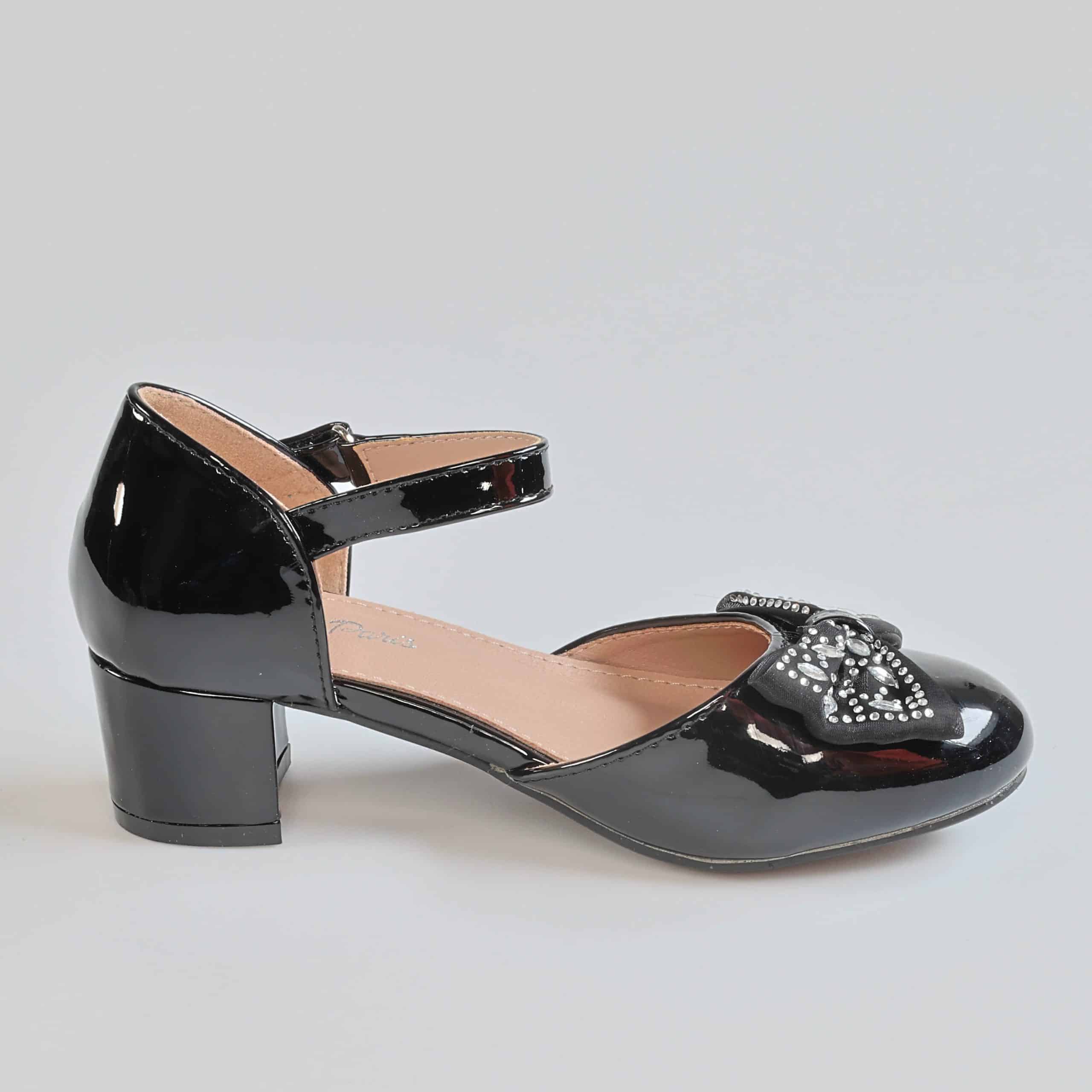 Sweet Heart – Ballerines Fille à talon en Noir.