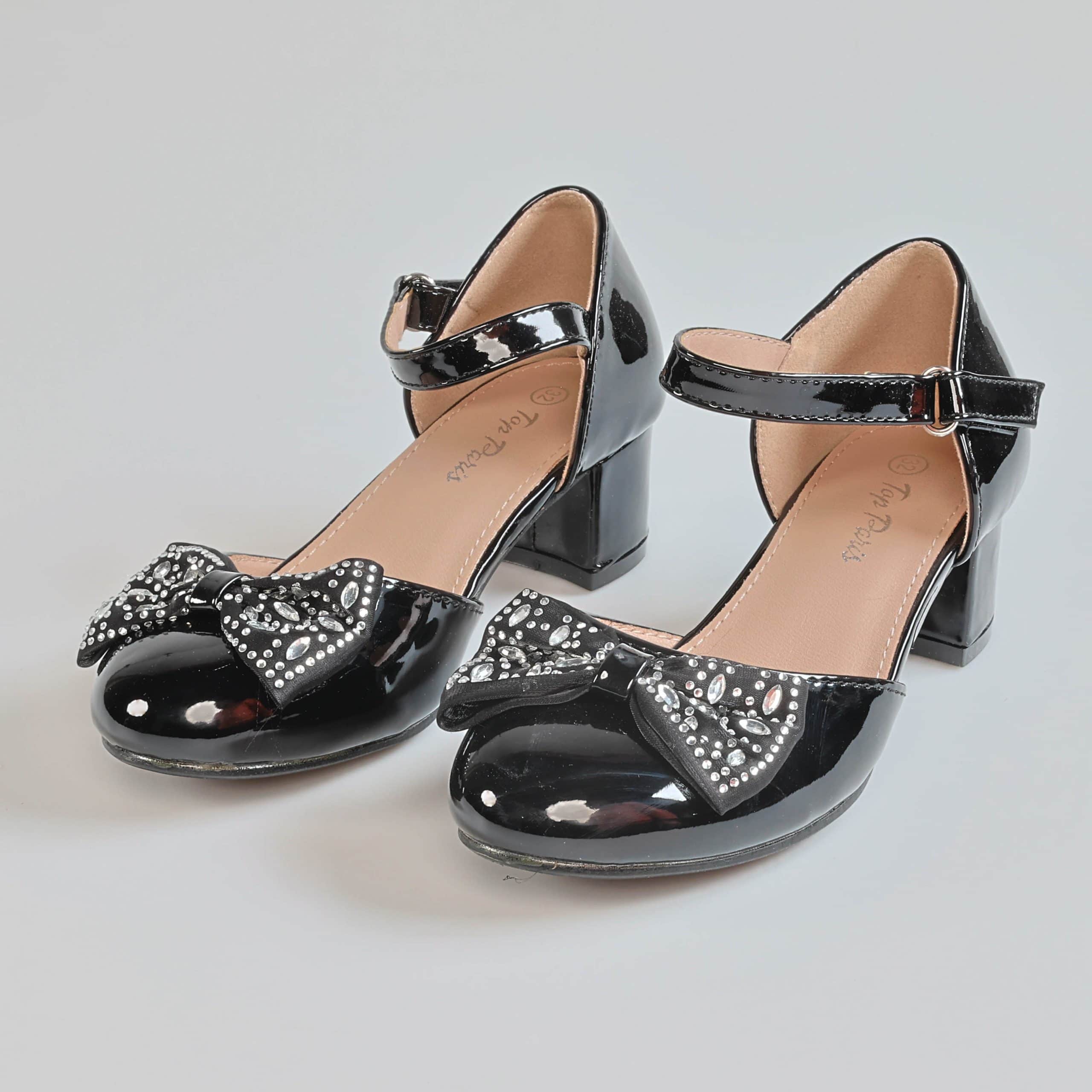 Sweet Heart – Ballerines Fille à talon en Noir.