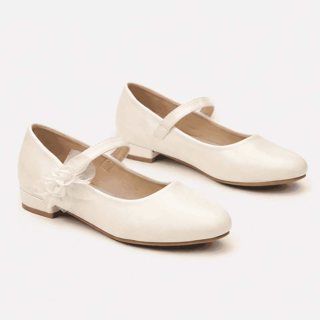Princess – Ballerines Fille à mini talon en Blanc cassé.