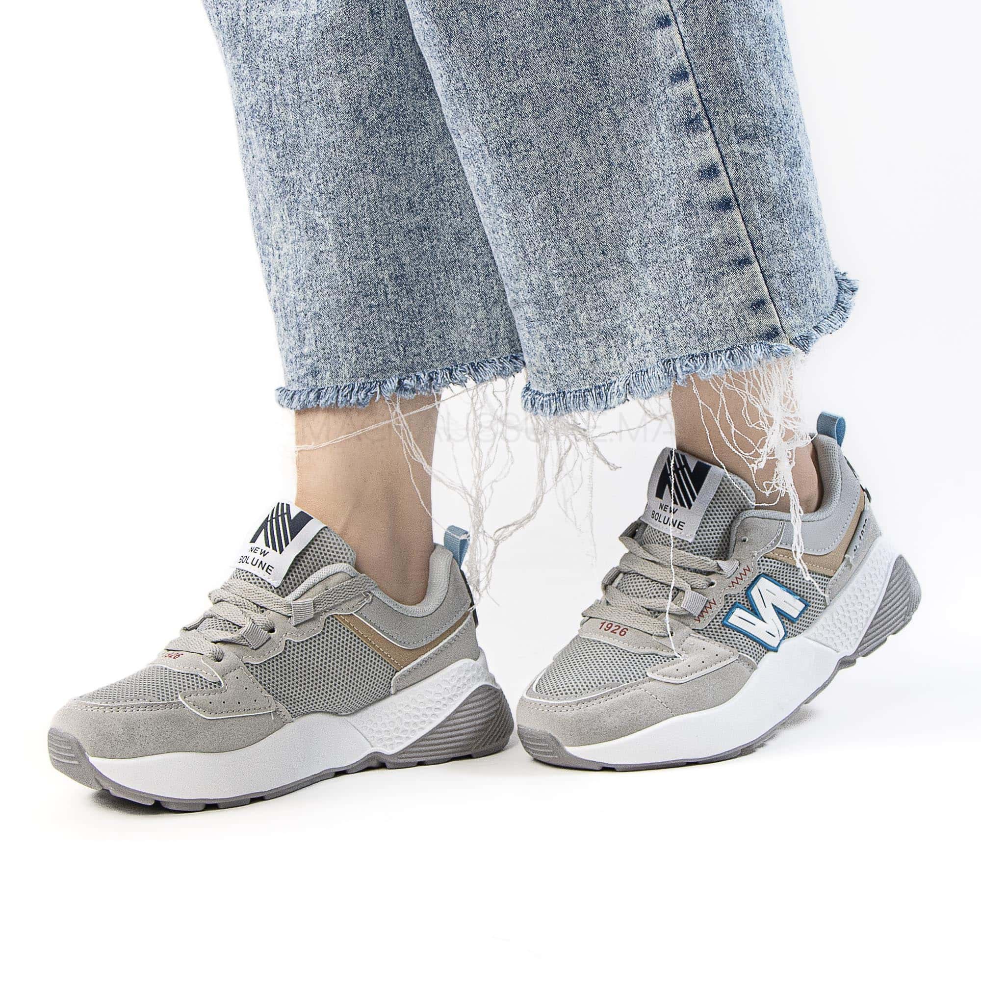 AurMotion – Baskets Femmes en Gris.