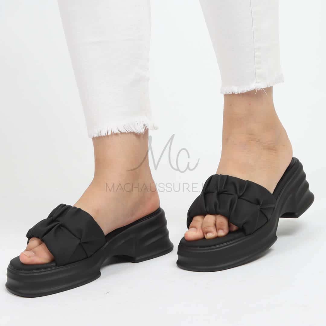 Java – Sandales compensées en Noir.