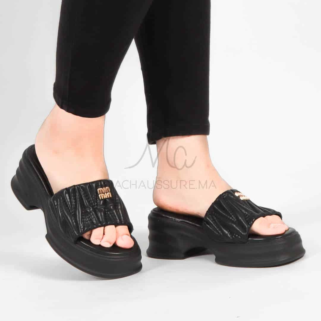 Fiesta – Sandales compensées en Noir.
