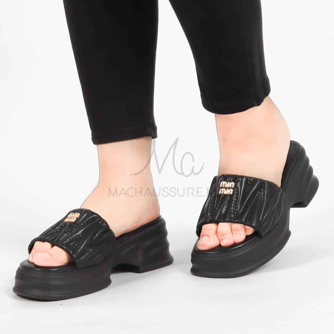 Fiesta – Sandales compensées en Noir.