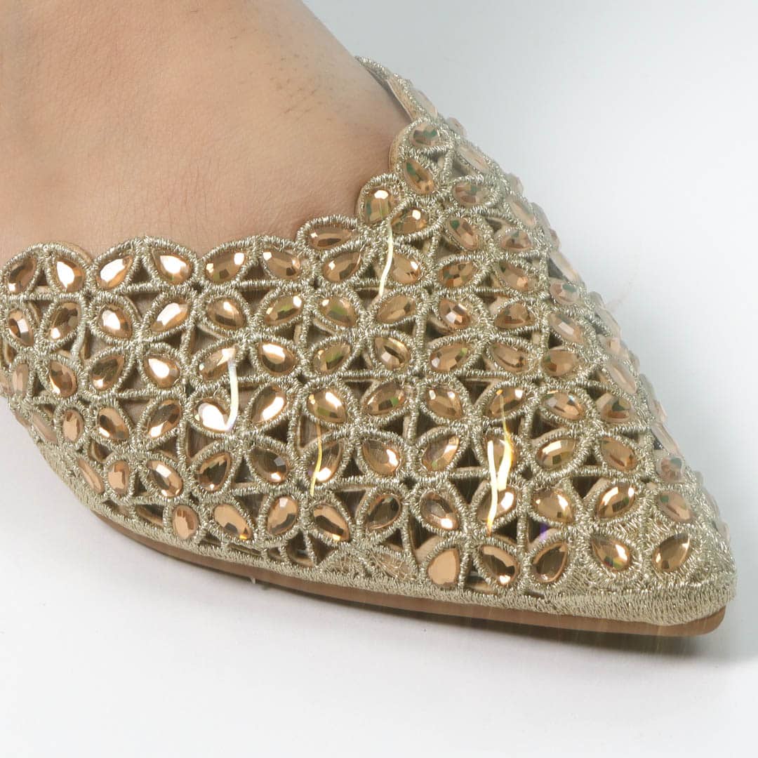 Inas – Mules femmes en Doré.