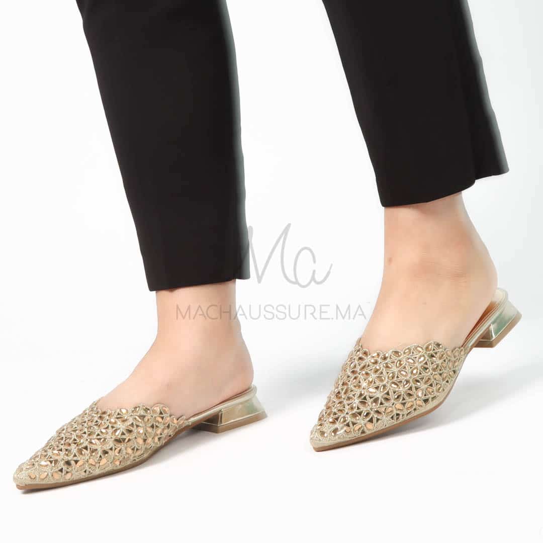 Inas – Mules femmes en Doré.