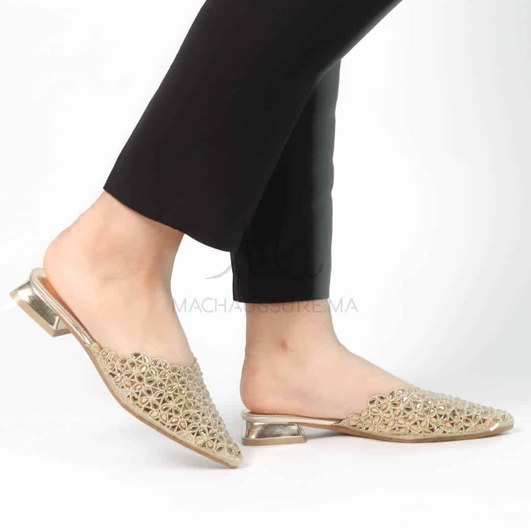 Inas – Mules femmes en Doré.