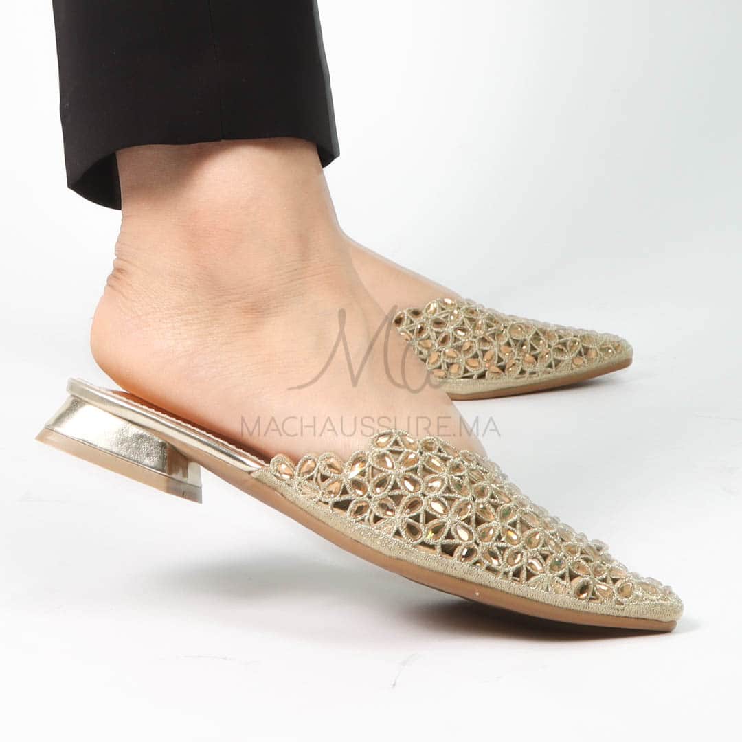 Inas – Mules femmes en Doré.