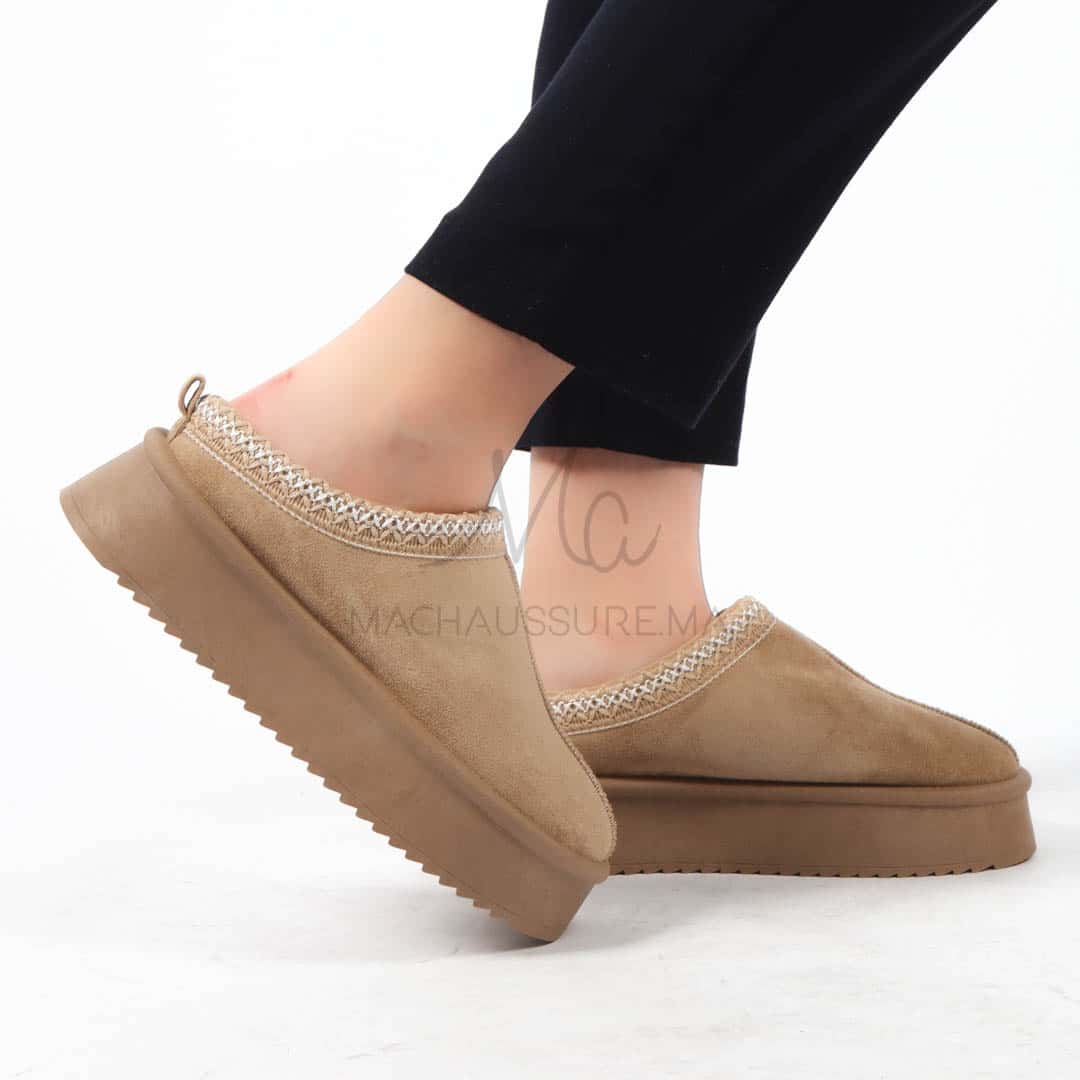 Cerf - Chaussons à plateforme en Kaki.